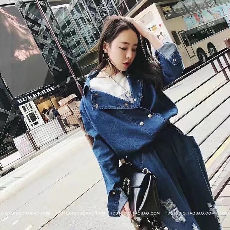 ダブルボタン デニムオールインワン　AJ33167-904