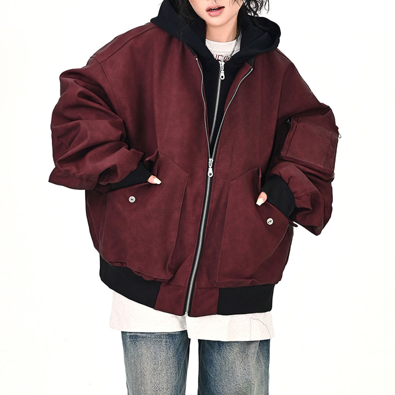 フードレイヤードミリタリーブルゾン 2col R01120