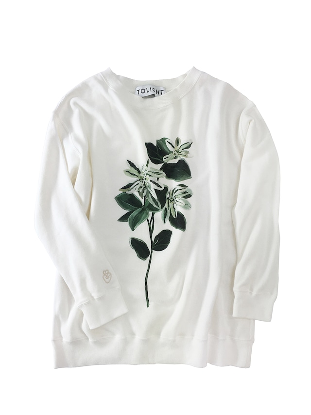 blooming print pullover white