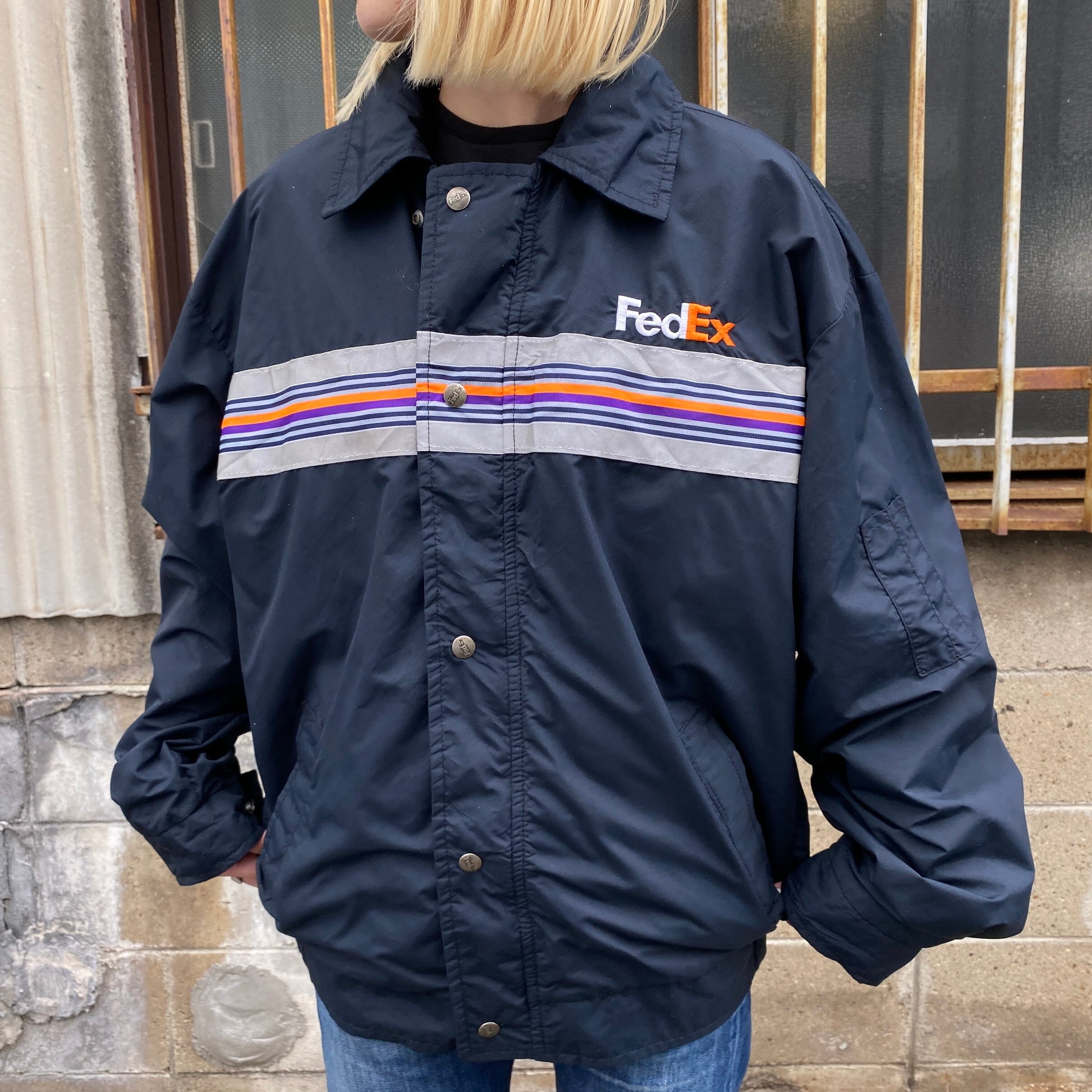 USA製 FedEx フェデックス 企業ロゴ刺繍 リフレクター フード収納型 