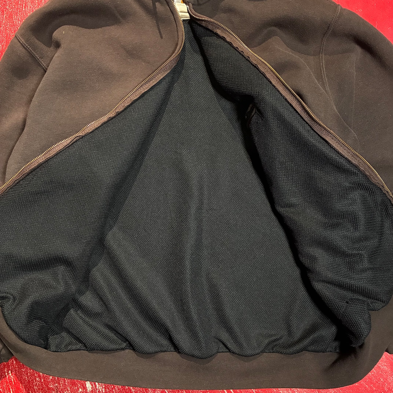 00s Carhartt ジップパーカー ダークブラウン カーハート 裏メッシュサーマル