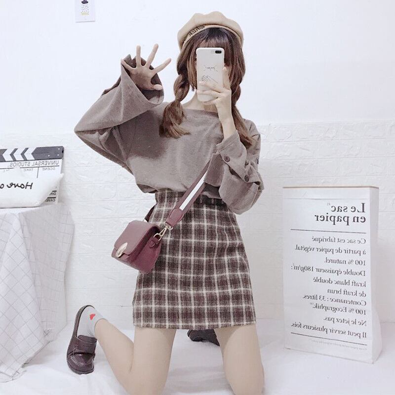 秋のスーツの女性2020年新バージョンのニットセーター、初秋のセーター、薄いスカート、ツーピーススーツ、初秋のオールマッチ 萌量不足99687188775