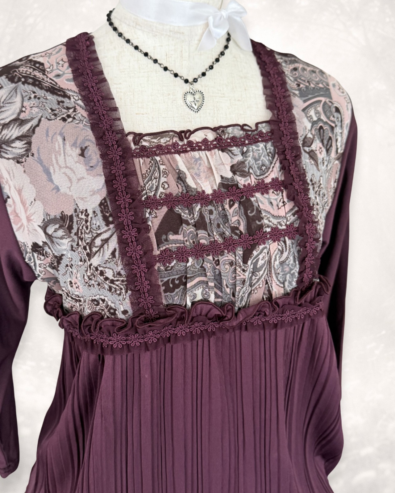 大人レース異素材トップス