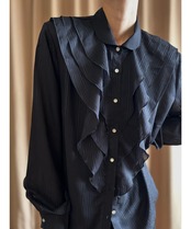classic black import frill shirt-4592-3
