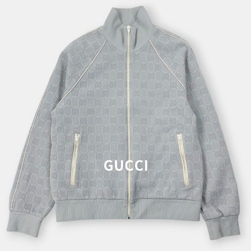 美品 GUCCI グッチ 24SS ジャカード GG柄 スタンドカラー トラックジャケット 768573 XJF4N グレー M / J&NREUSE メンズ トップス