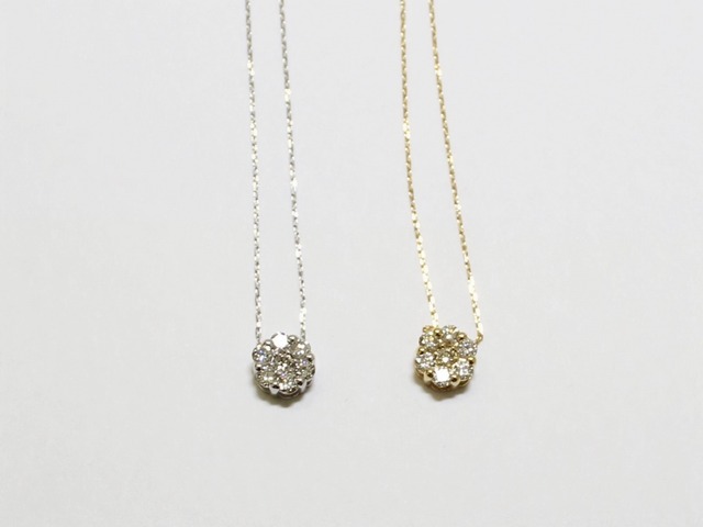 K18WG/YG/PG 0.2ct ダイヤ ペンダントネックレス