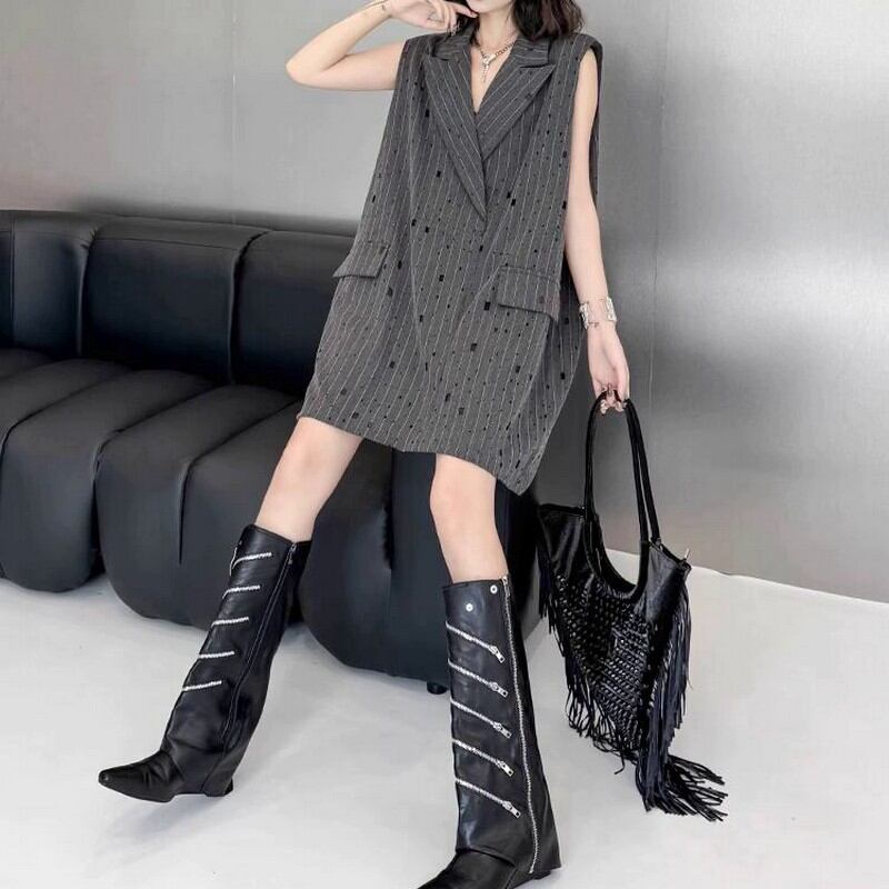 ストライプロングワンピース A0417