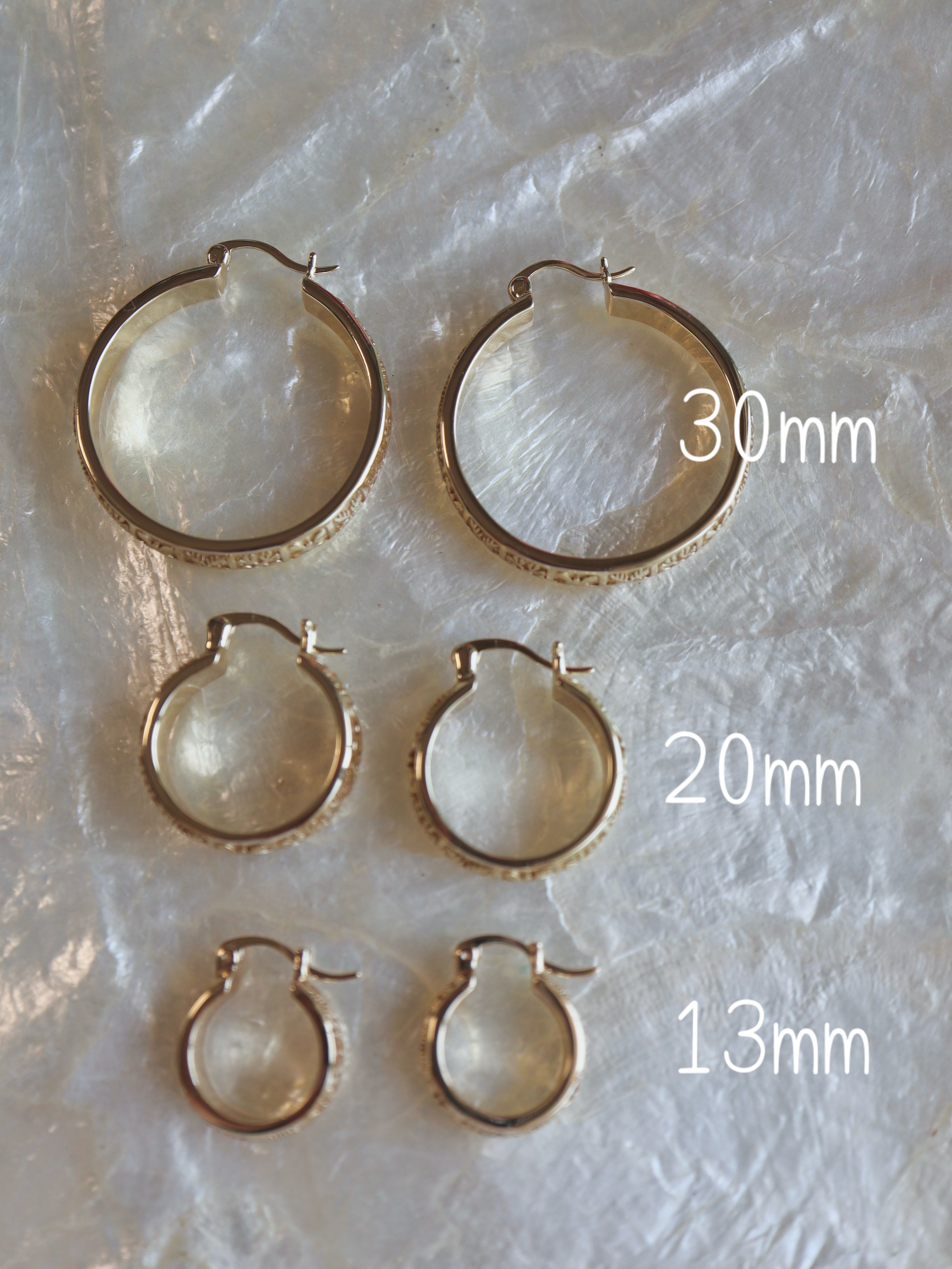 Manoalino ハワイアンキルト フープピアス ゴールド シルバー925 13mm Hawaiian quilt hoop earring Hawaiianjewelry(ハワイアン