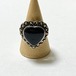 Vintage 925 Onyx & Faux Marcasite Heart Shaped Ring