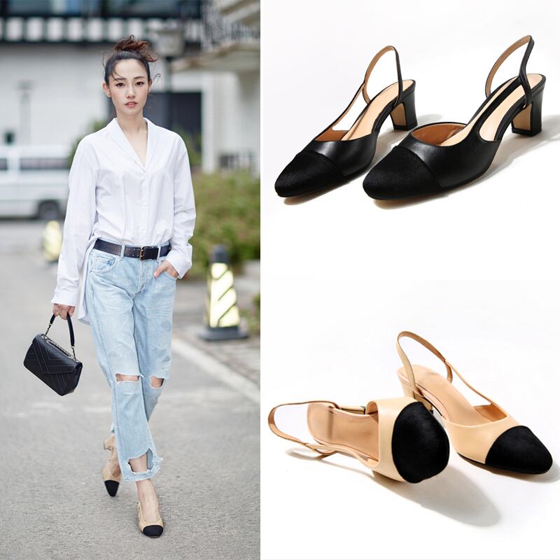 スプリングサマースタンダードスタイルバックルヒールレッドサンダル レトロ ハイヒール 靴 シューズ 春物 夏物 ステッチ 部族の婦人靴8179910