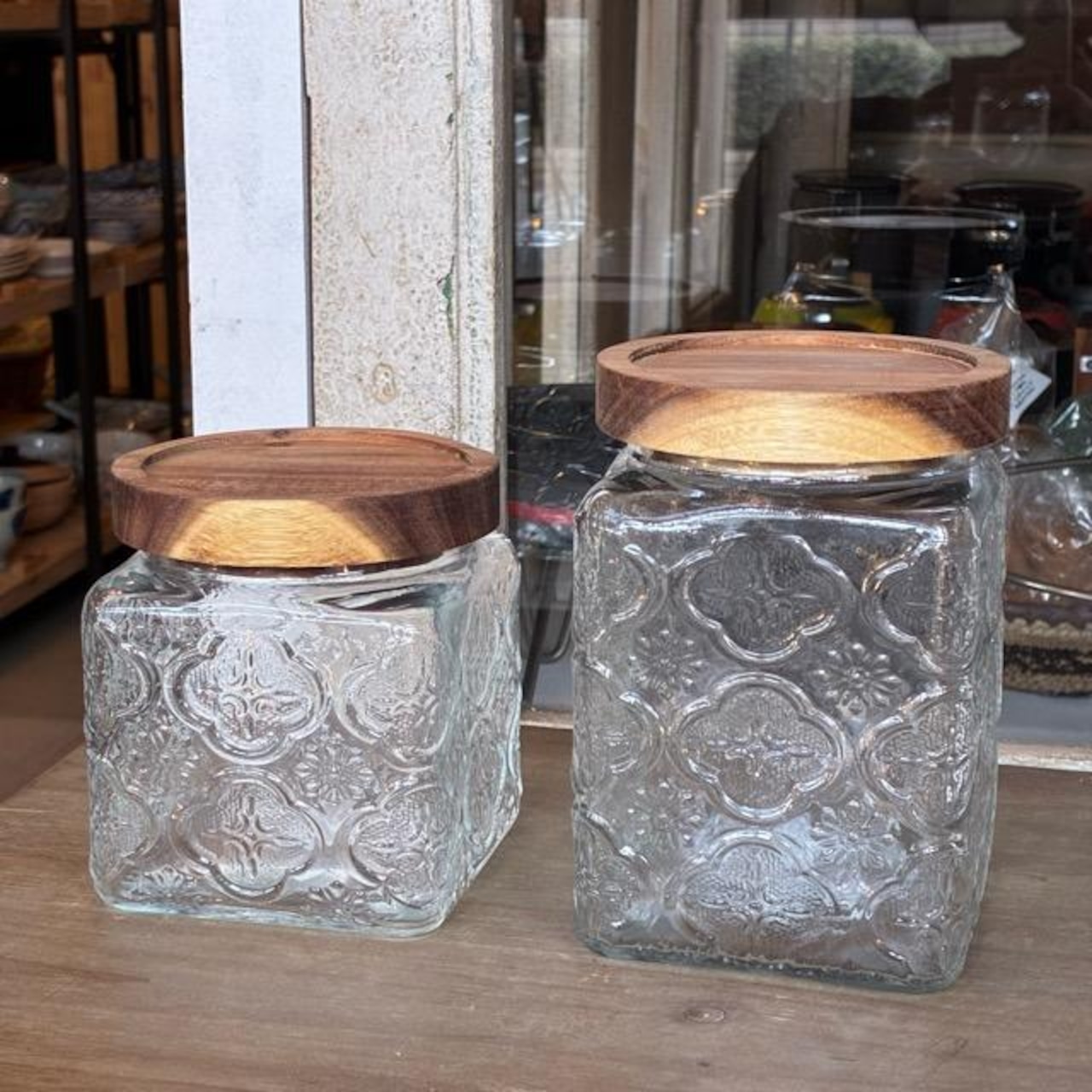 Retro glass canister L　レトロガラスキャニスター　L　保存容器　吹きガラス　調味