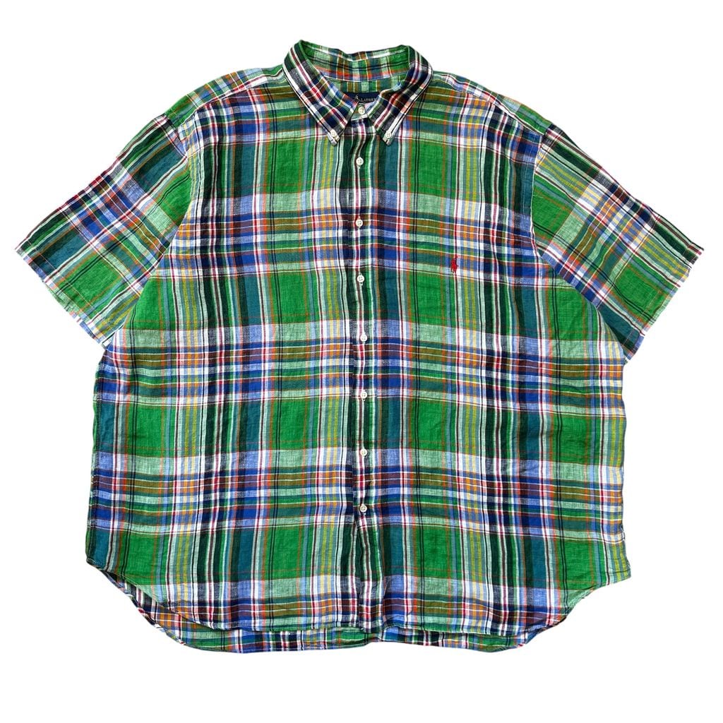 RALPH LAUREN linen big size ラルフローレン ボタンダウン リネン