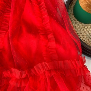 tulle dot tiered long skirt J00129