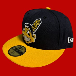 Cleveland Indians New Era 59Fifty Fitted / Navy,Yellow (Gray Brim)