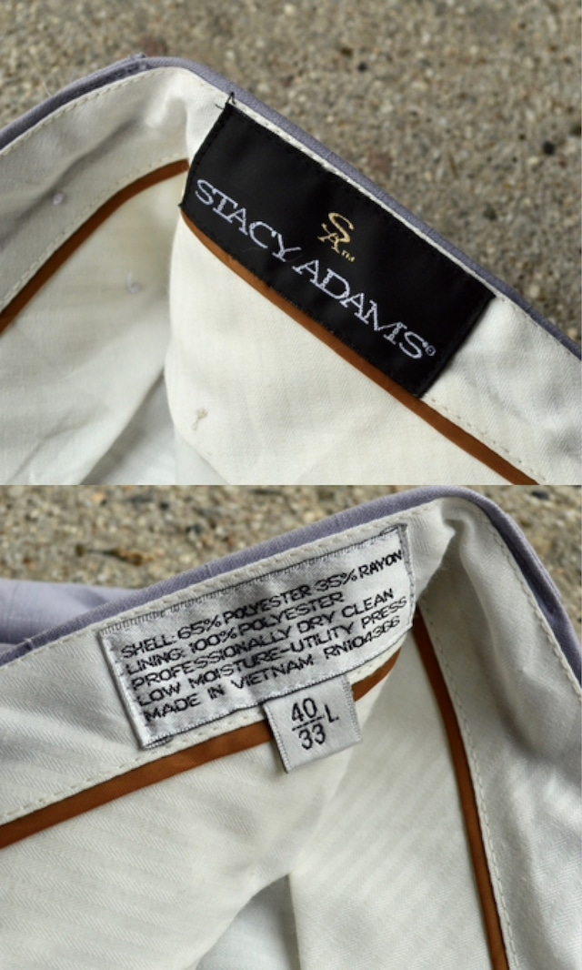 STACY ADAMS 1980's-90's From USA Center Intuck Wide Slacks Windowpen Polyblend Rayon ステイシーアダムス 80s ワイドスラックス