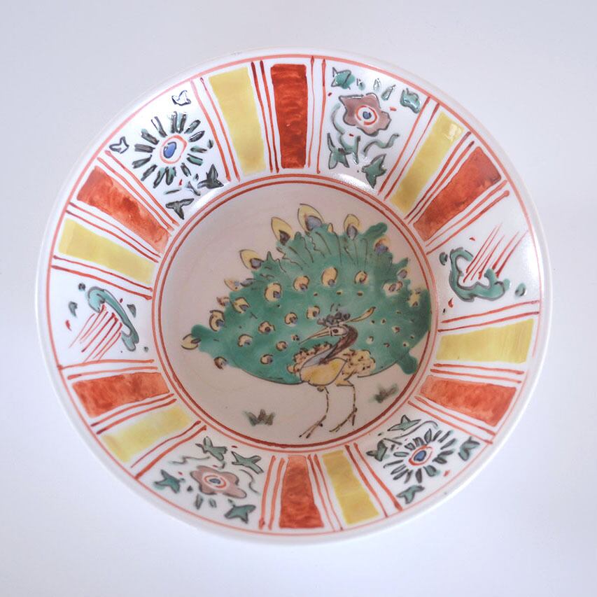 色絵芙蓉手鹿文鉢 | 宮崎祐輔 谷鳳凰 (たにほう窯）オンラインショップ