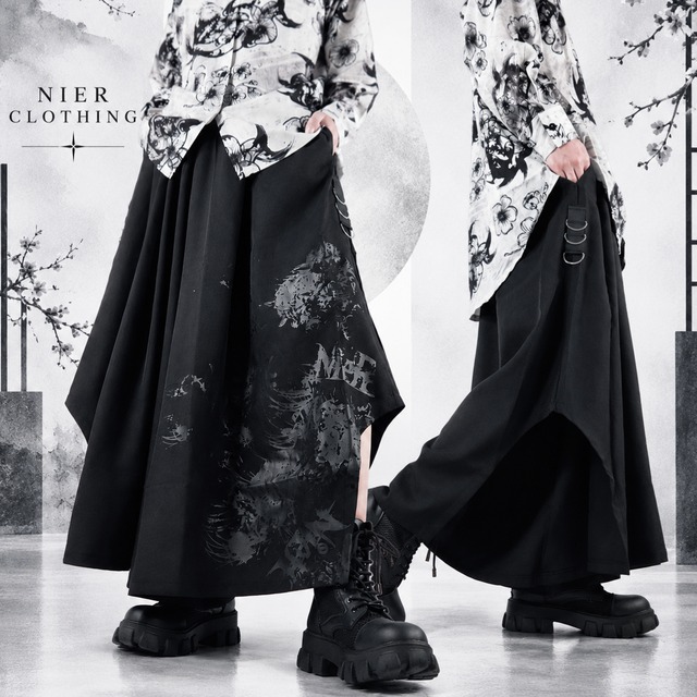 《先着50点限定大特価新作SALE》和風DESIGN SIDE CURVED WIDE PANTS