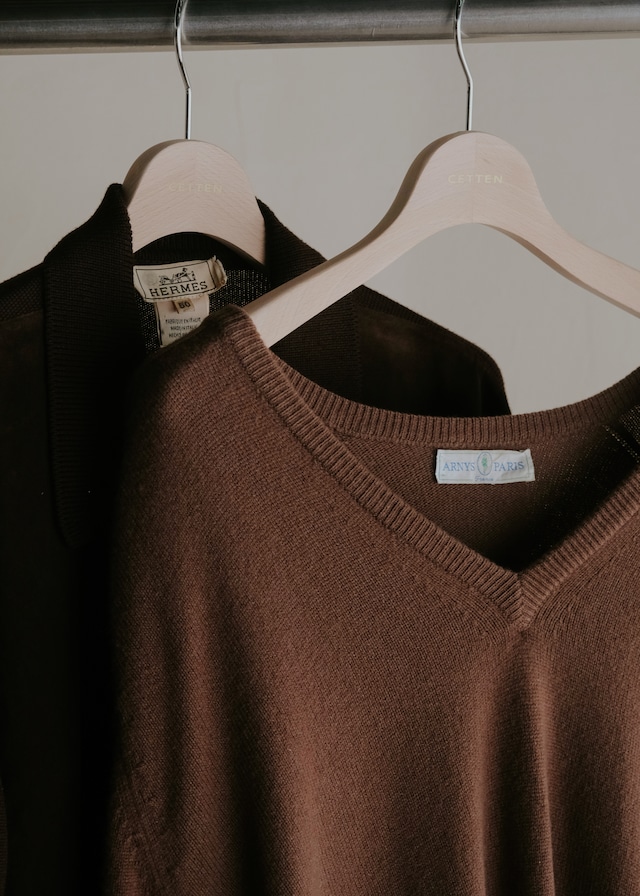 90's ARNYS PARIS split raglan sleeves pure cashmere v neck knit