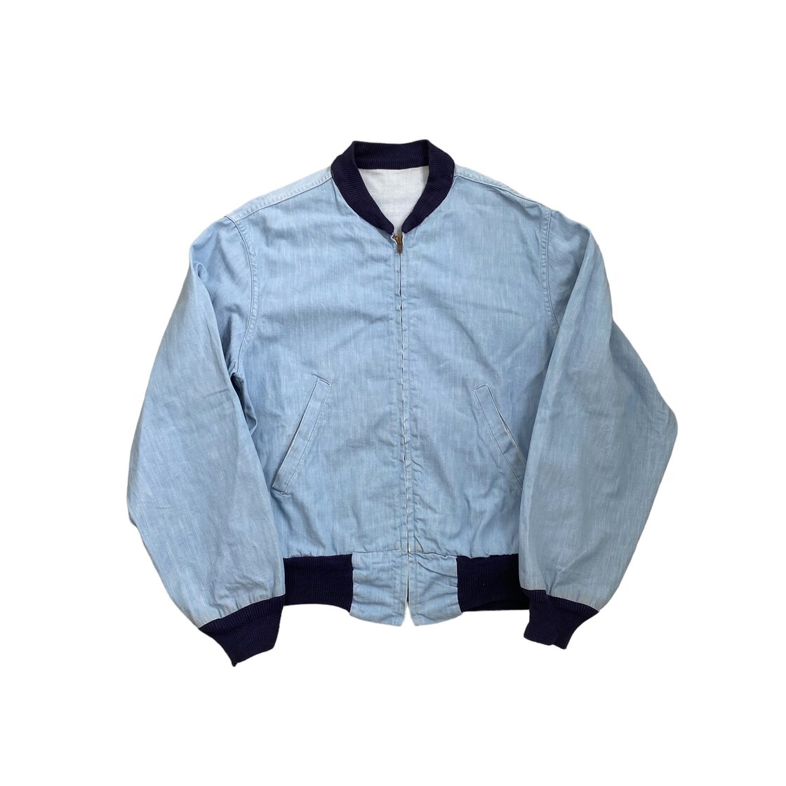 50s~60s HERCULES? MA-1 type chambray jacket talon zipper vintage  