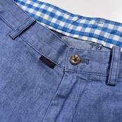 PAPAS パパス コットン リネン混 スラックスパンツ サイズ 50 L /ブルー系/麻混/ストレッチ/メンズ/日本製