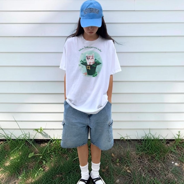 【LADIES】Lucky Kitten Graphic Tee - Oversized Fit XL