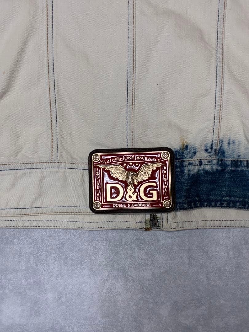 00s D&G カーゴポケット デニムジャケット ブリーチ加工 ホワイト 00s D&G カーゴポケット デニムジャケット ブリーチ加工 ホワイト | CHASE