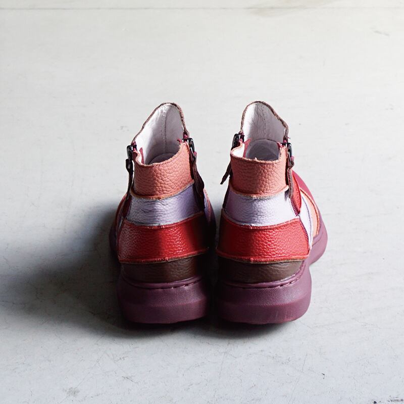 Estacion エスタシオン ボーダーエアサイクルレザーショートブーツ