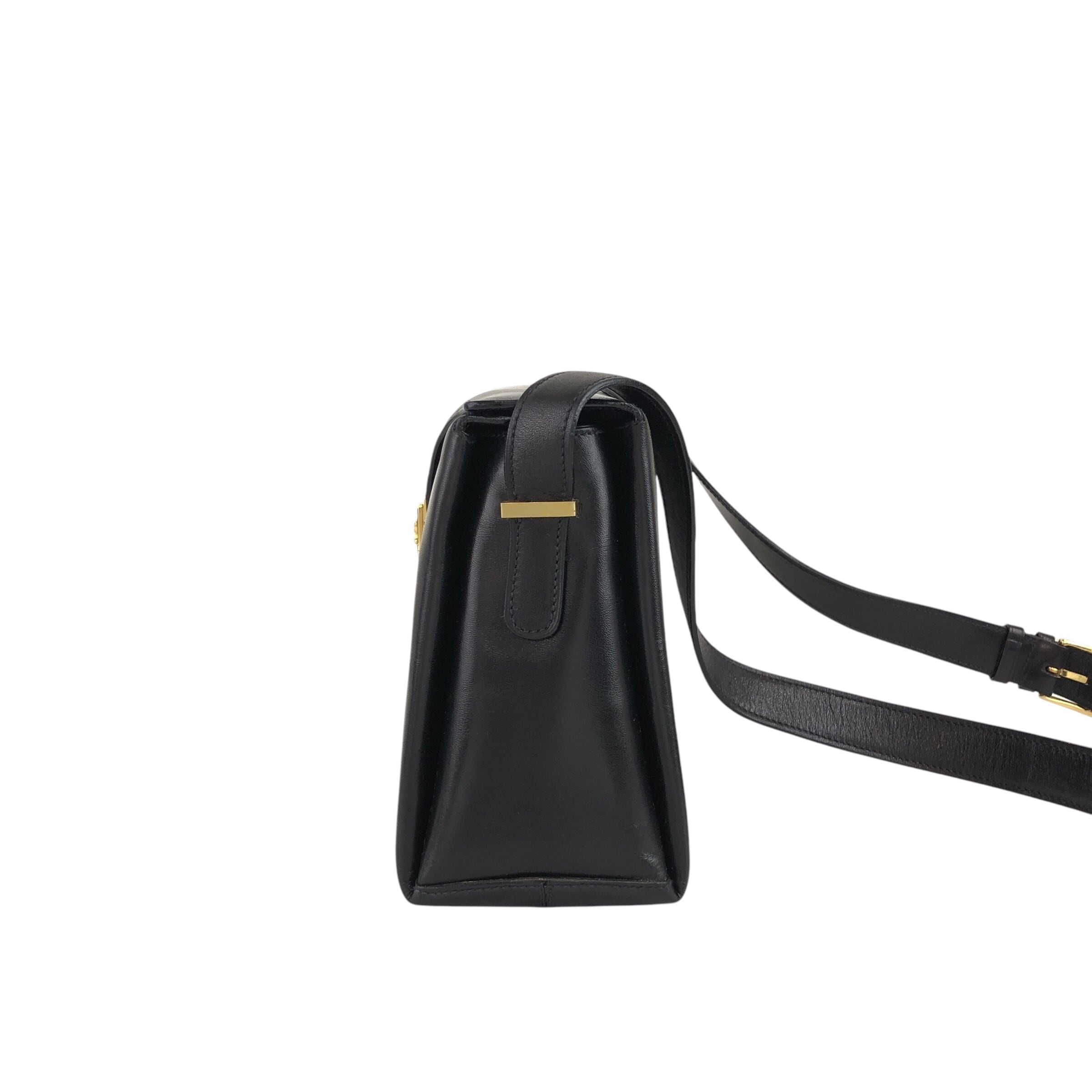 VINTAGE CELINE セリーヌ レザー ショルダーバッグ 黒 VINTAGE CELINE セリーヌ レザー ショルダーバッグ 黒