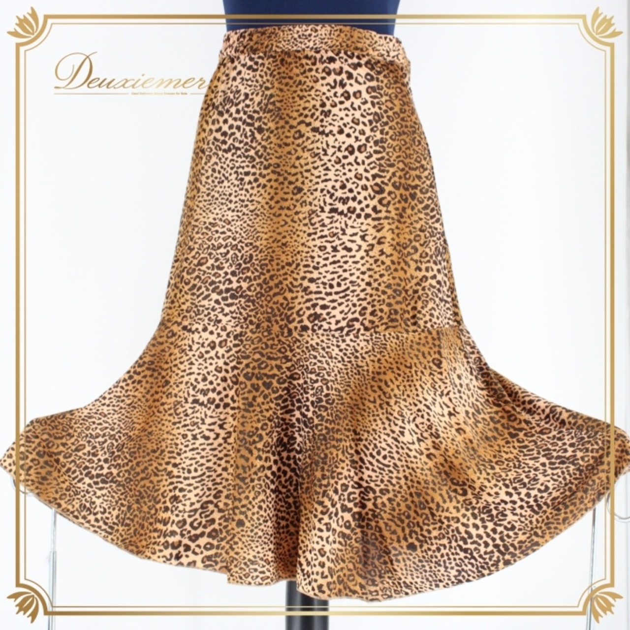 社交ダンス 衣装 スタンダード スカート レッスンウェア 女性用 レディース オールシーズン ICHIOKU イチオク 黒 ブラック系 ブラウン系 ヒョウ柄 アニマル柄 キラキラ スカート 裾広がり 伸縮性 ポリエステル おしゃれ ダンス衣装 ソフト素材