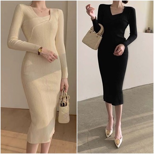 ニットワンピース 冬 タイト セクシー 膝丈 レディース ニット 暖か ワンピース 長袖 おしゃれ きれいめ 無地 マキシ丈 トップス ワンピ 大人 あったか ストレッチ 秋冬 タイトワンピース 通勤
