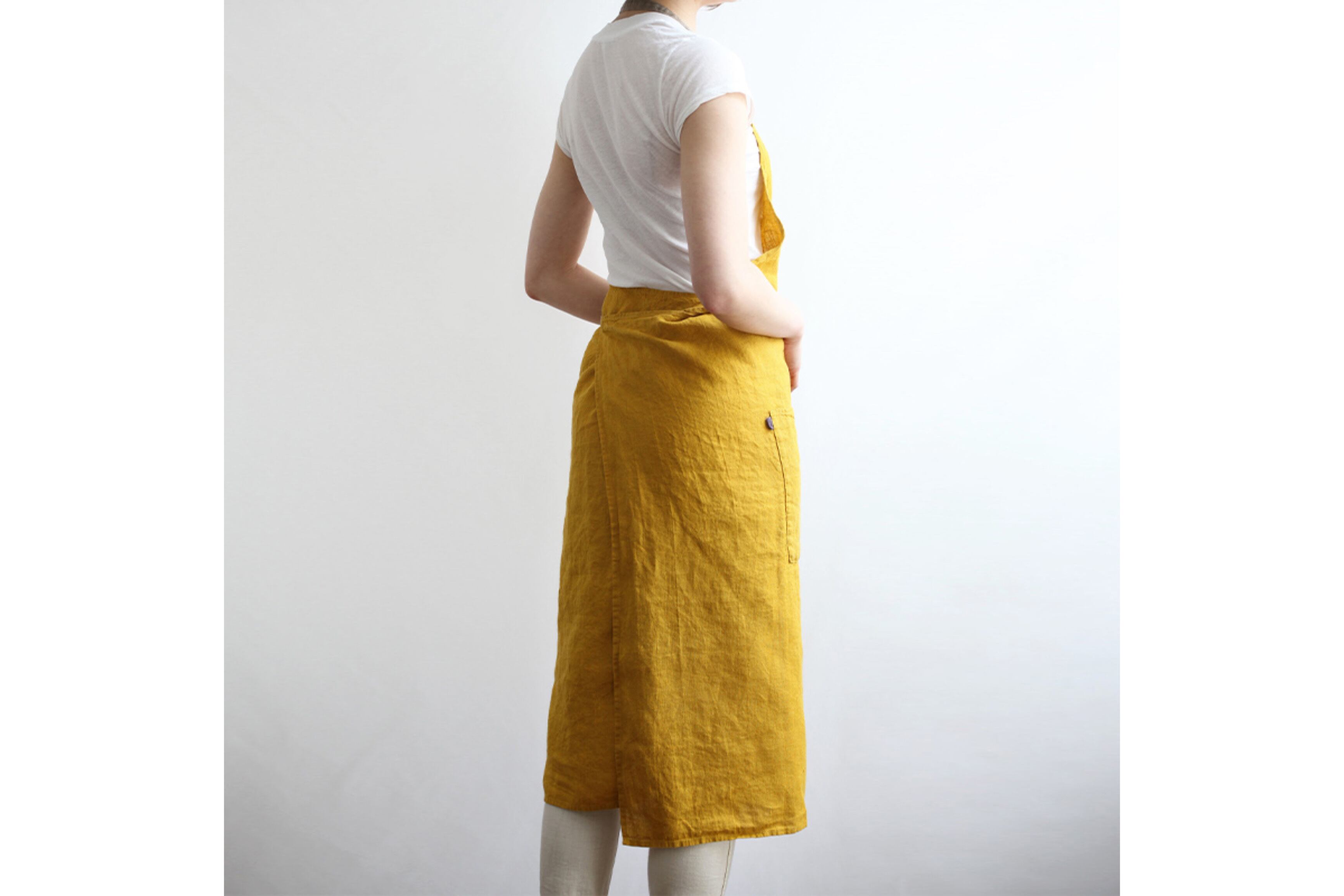 Lino e Lina リネン フルエプロン Manon（サフランイエロー） | Zakka