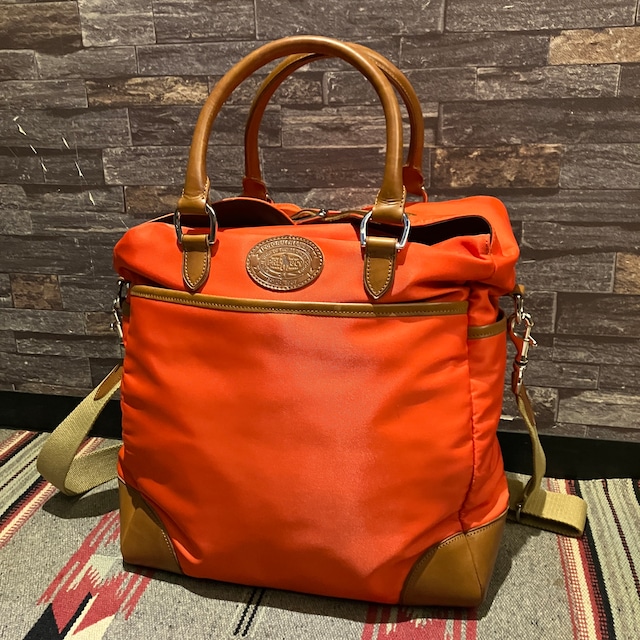 RALPH LAUREN 2WAY NYLON/LEATHER SHOULDER BAG ORANGE