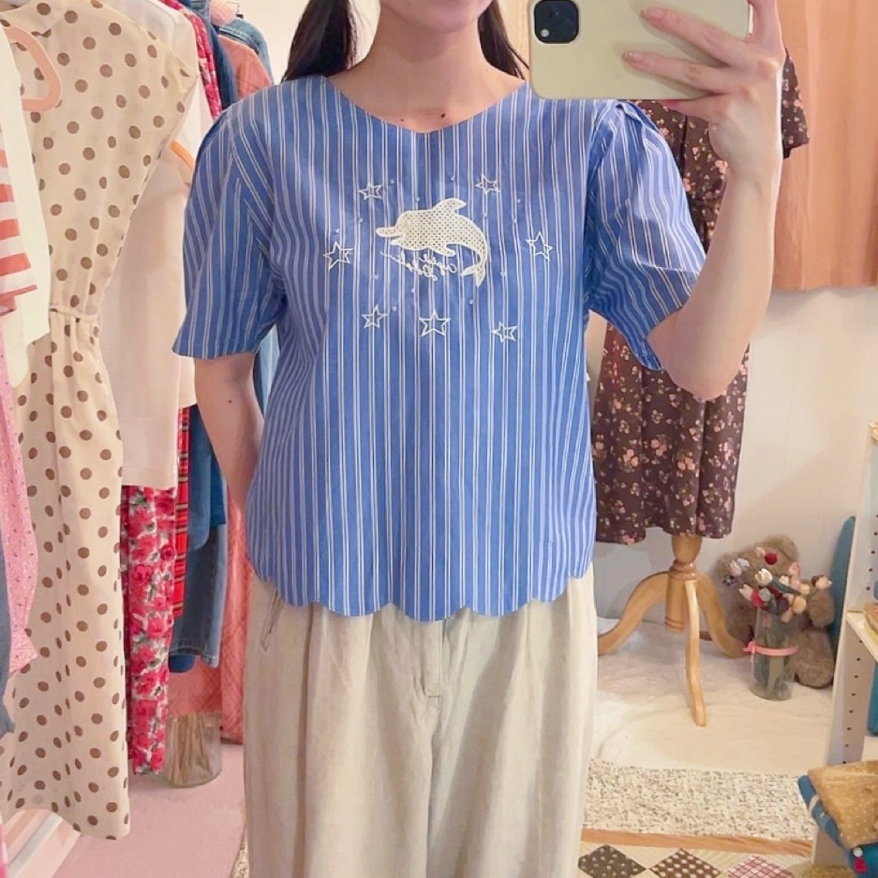 dolphin blue stripe blouse