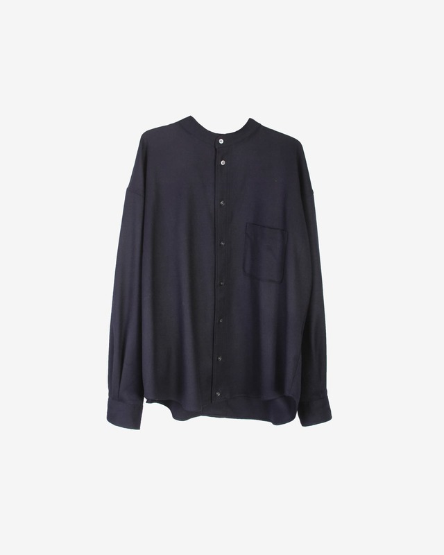 Military Sleeve Band Collar Shirt -black<LSD-BJ3S1>