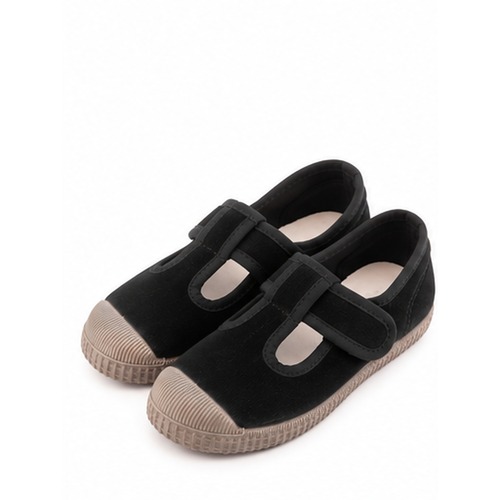 cienta(シエンタ)/ Tストラップシューズ / Velour ベージュ×NEGRO(ブラック) / 12.5〜19cm