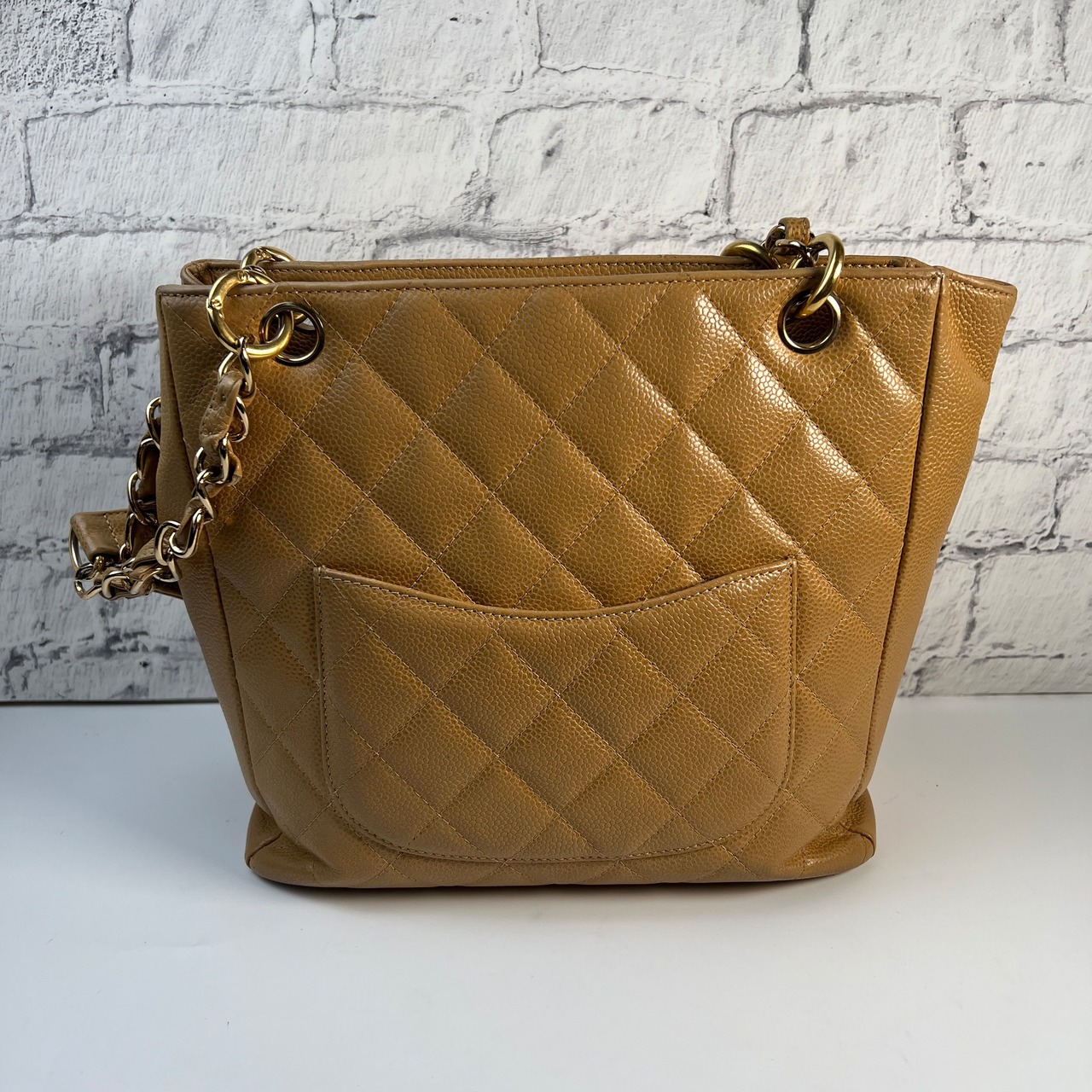 【最終処分SALE】CHANEL シャネル ココマーク  キャビアスキン ハンドバッグ ベージュ A-8513