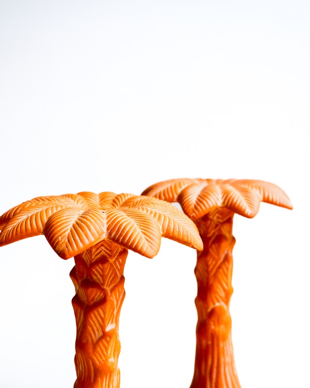 Terracotta ceramic palm tree sculpture