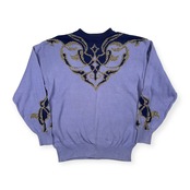 希少 FICCE YOSHIYUKI KONISHI フィッチェ ヨシユキコニシ デザイン コットンニット セーター /パープル系/メンズ/ビンテージ