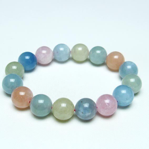 ミックスカラーベリル ブレスレット 13mm 一点物 メール便可 [M便 1/10] 111-30190