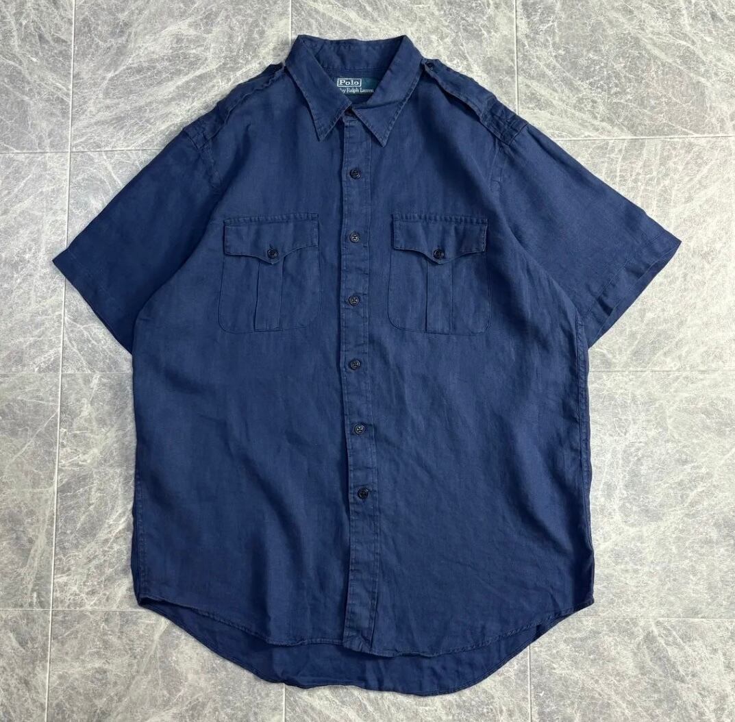 1990s~ Polo Ralph Lauren Linen Military Shirt