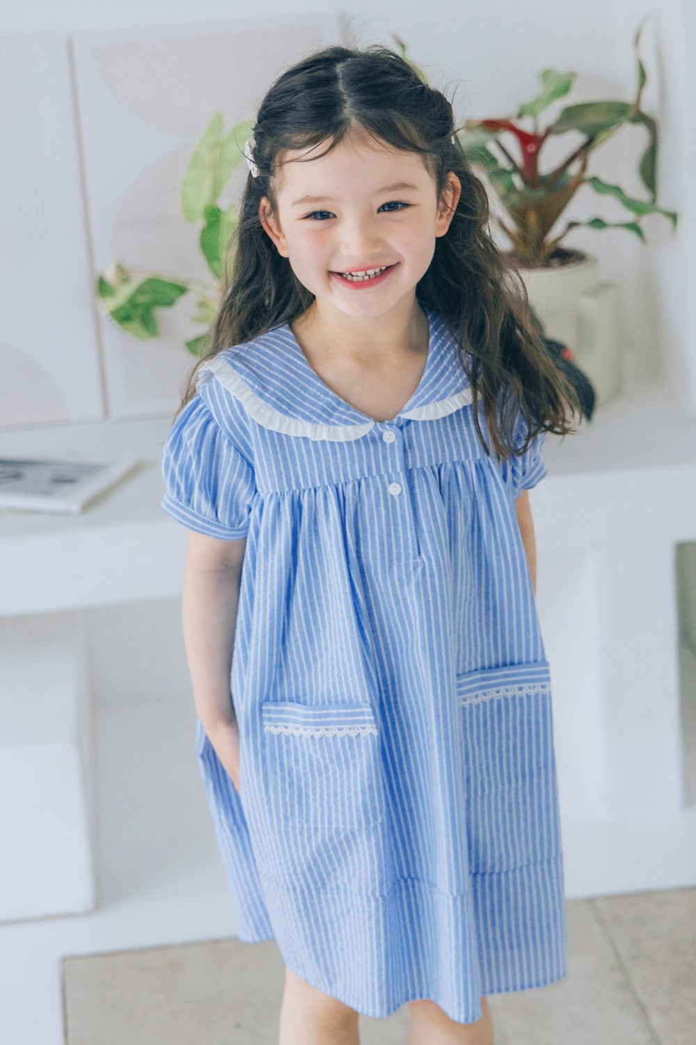セーラーストライプワンピース〈Blue〉