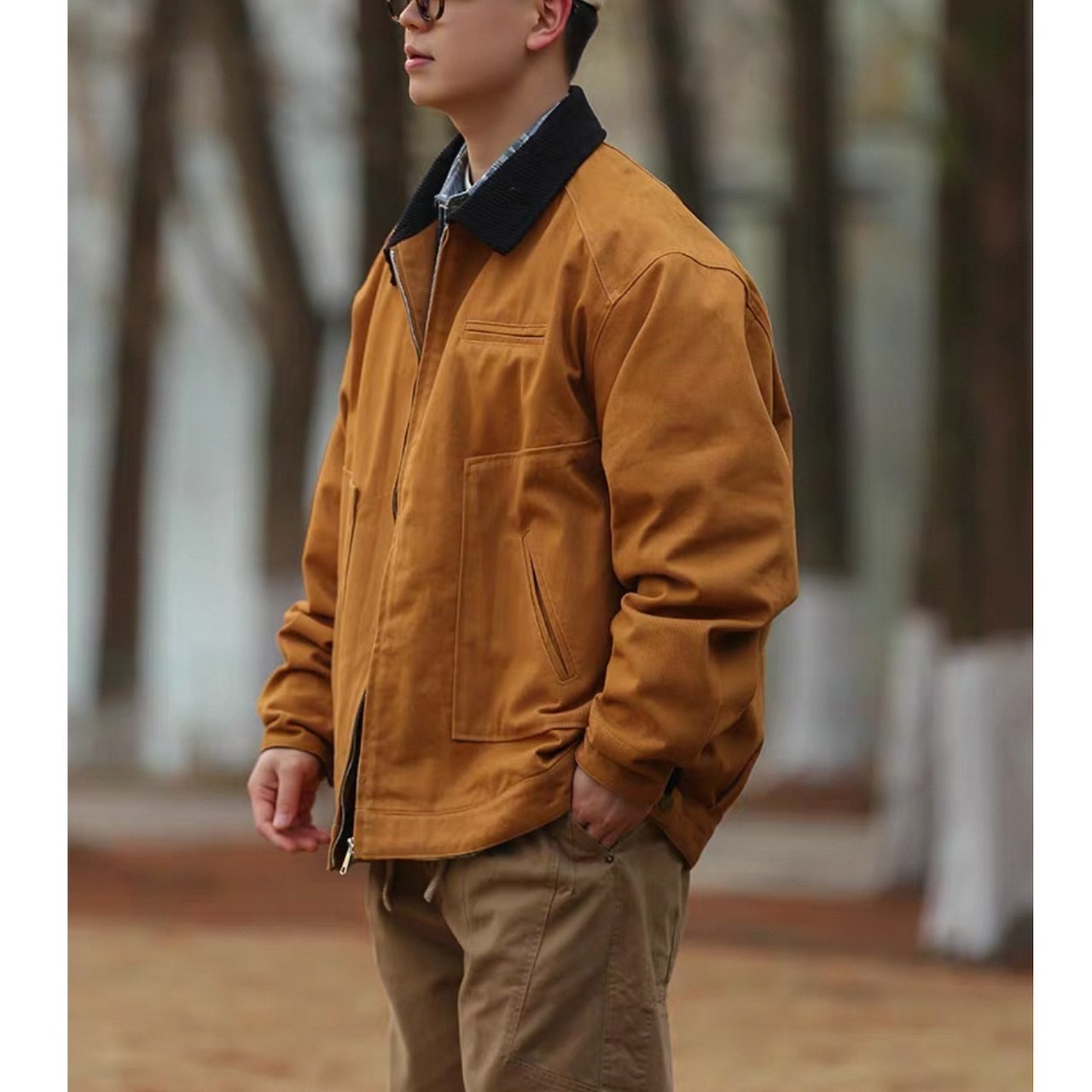 Corduroy collar work jacket 0433 - 3