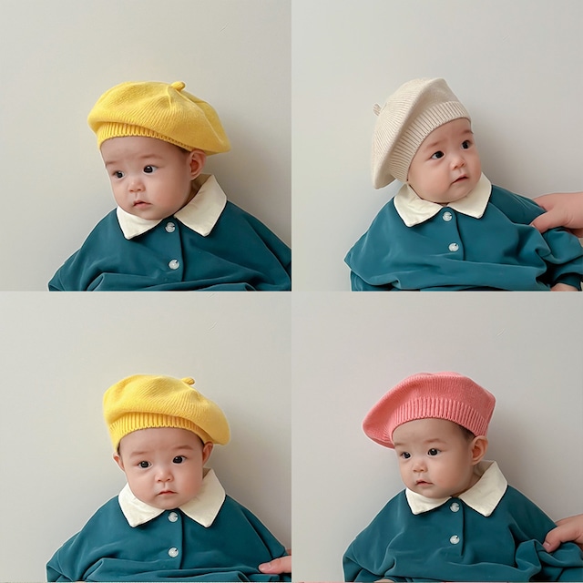 【GOODS】春新作韓国風多彩なニットベレー帽 全21色