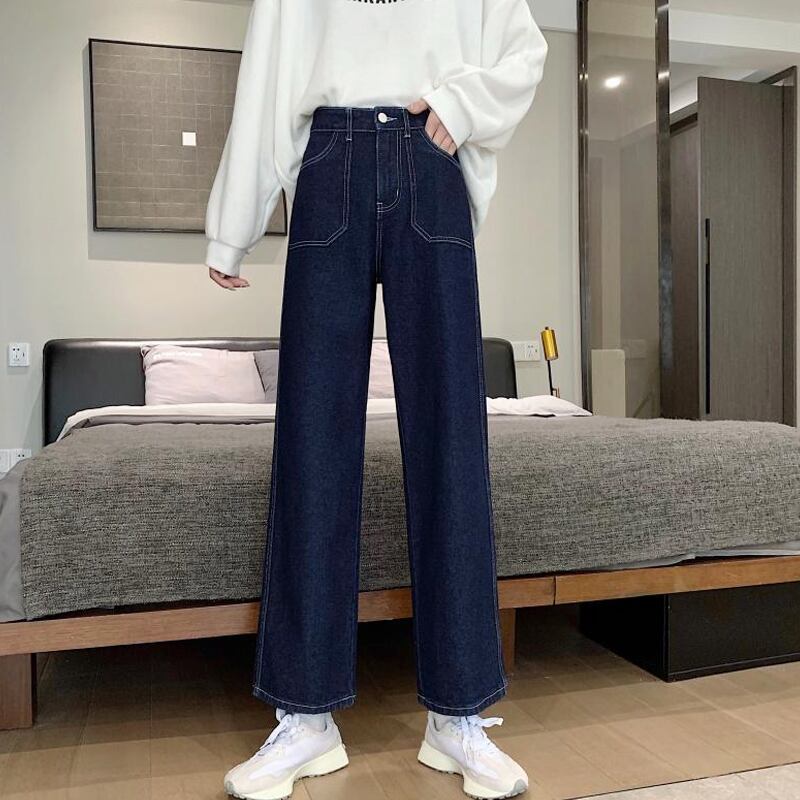 スタンダードジーンズ スプリングオータムハイウェスト薄手パンツ ルーズ レトロ 春物 秋物 試着室17059058346