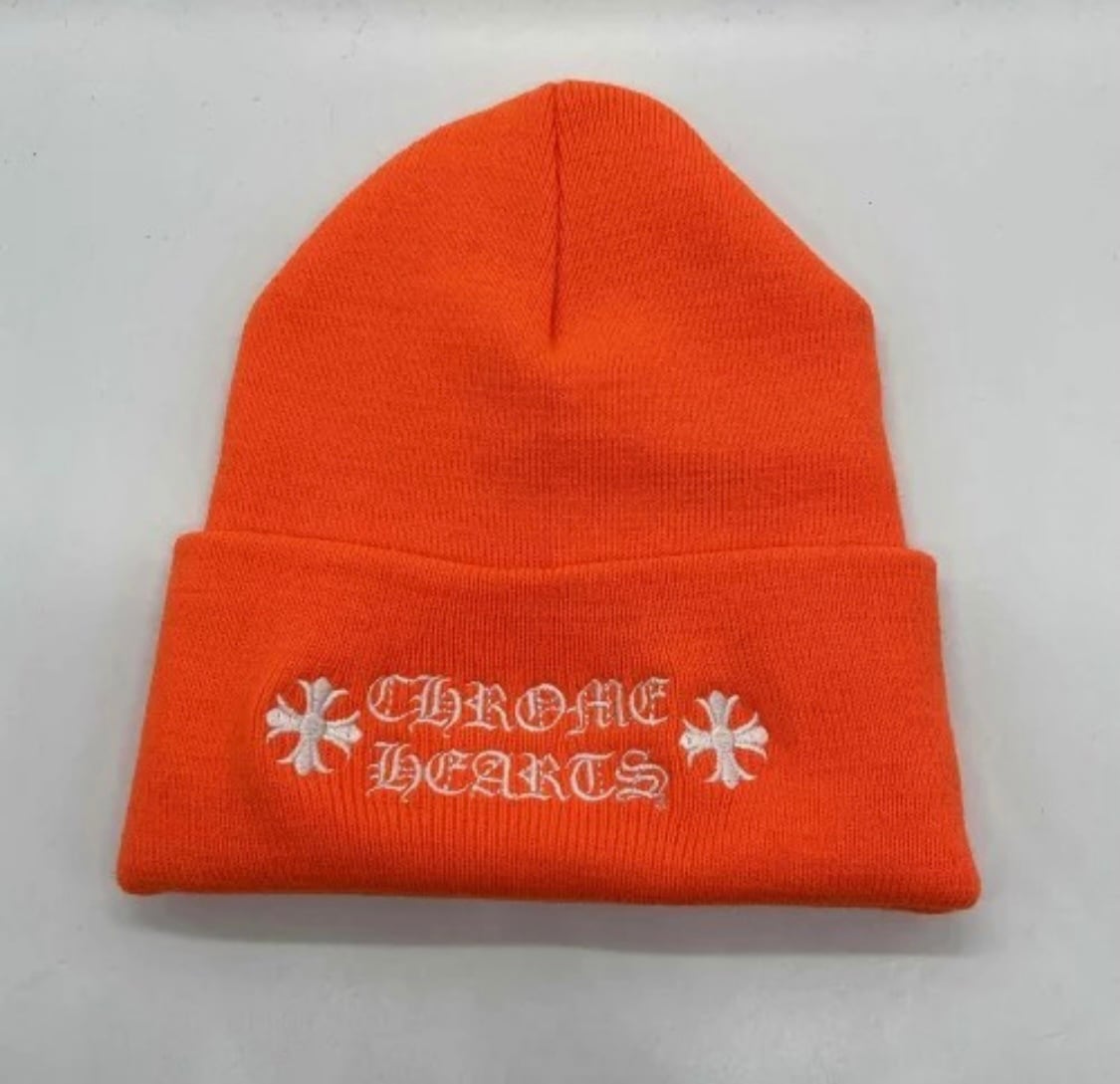 CHROME HEARTS クロムハーツ LOGO BEANIE NEON ORANGE ロゴ ビーニー