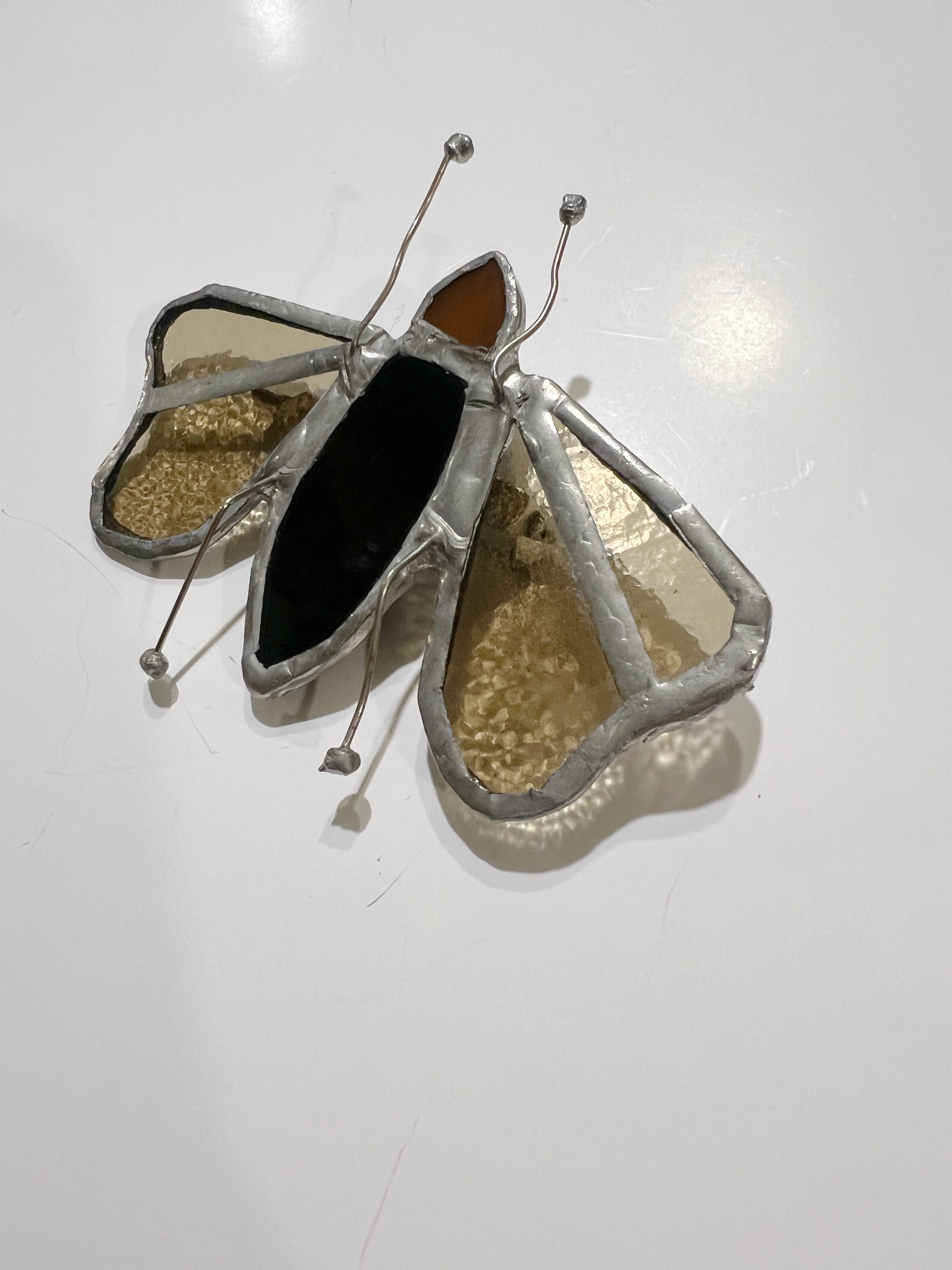 70s-80s handmade stained glass bug brooch