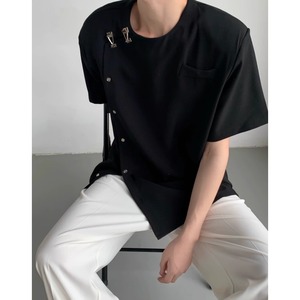 asymmetrical design short sleeve shirt mr0430