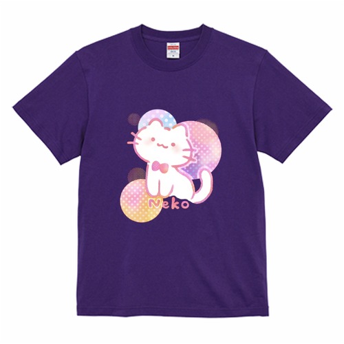 ドットねこちゃんコットンTシャツ パープル