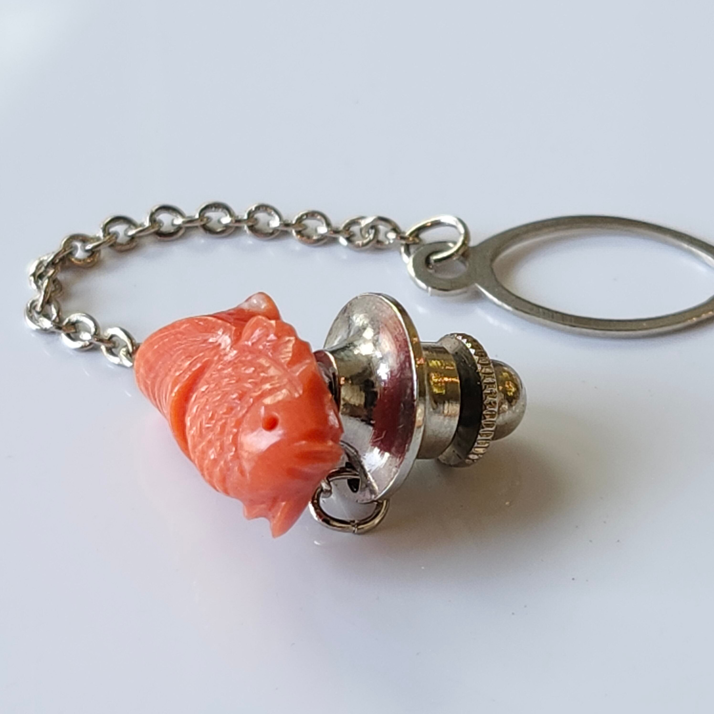 金魚のタイタック 桃色珊瑚彫刻 025 【商品紹介動画が商品説明からご覧