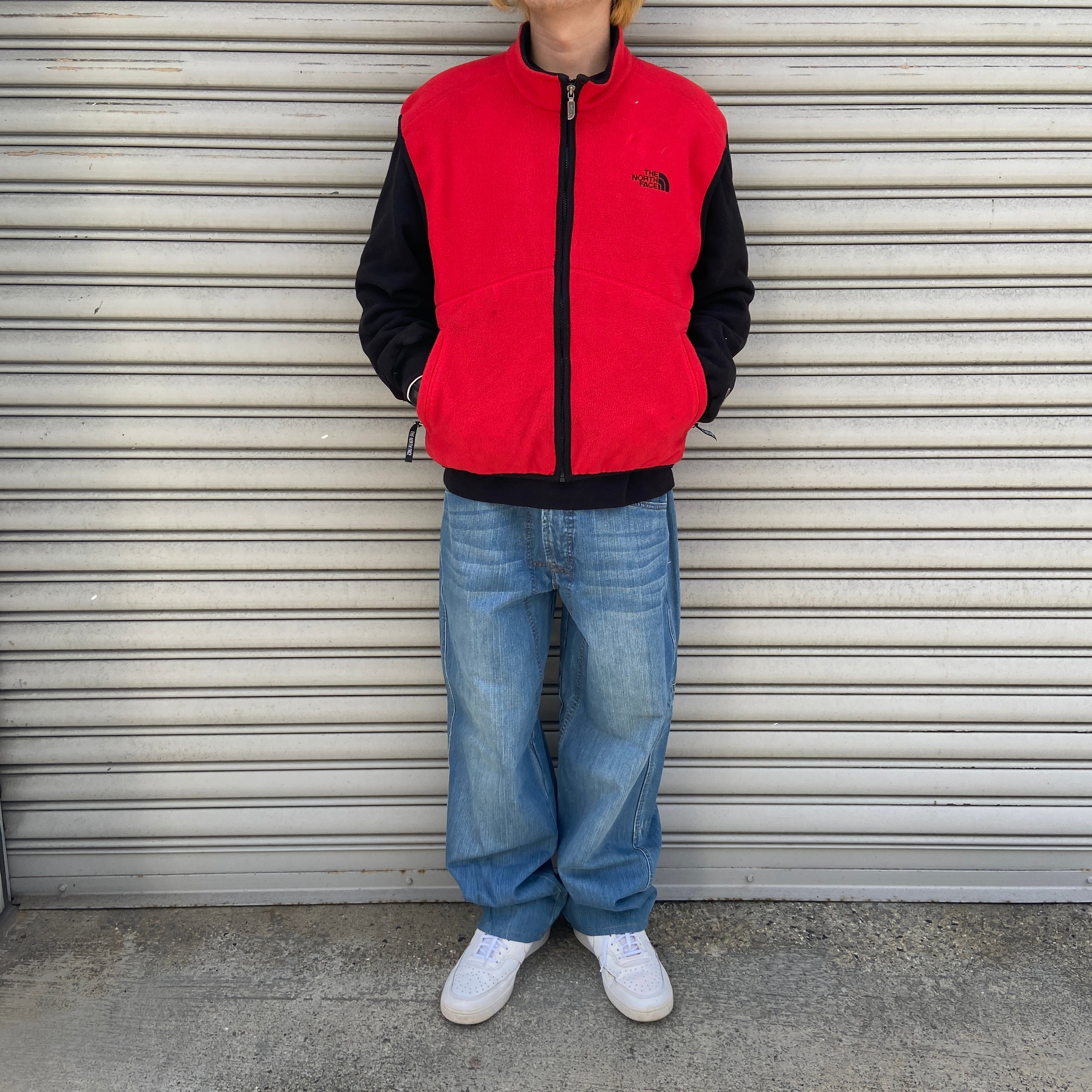 送料無料』90s THE NORTH FACE USA製 フリースベスト L レッド | 古着